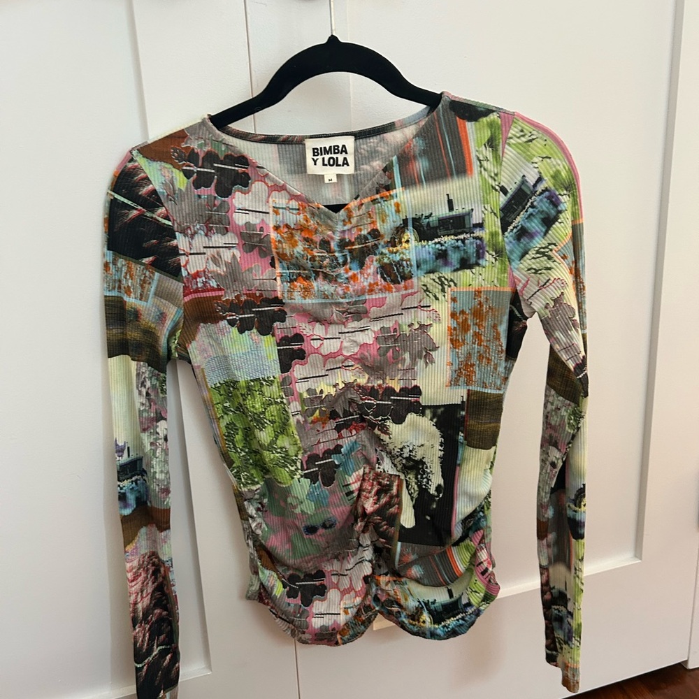 Bimba Y Lola Graphic Pattern Ribbed Long Sleeve